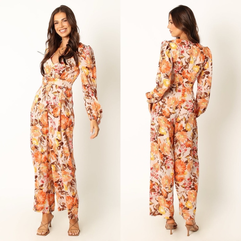 Petal + Pup Hayley pink floral long sleeve wide leg jumpsuit size XL Fairycore